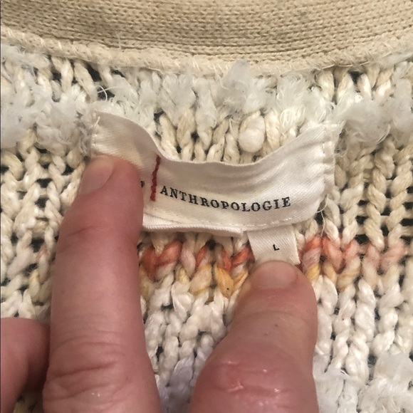 Anthropologie Cream Multicolor Knit Cardigan - Picture 2 of 4